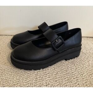 Pop Black Mary Jane Shoe Women 8 Chunky Dark Goth School Girl Y2K Style NWOB